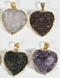 Lot: Druzy Amethyst Heart Pendants - Pieces #78427-2